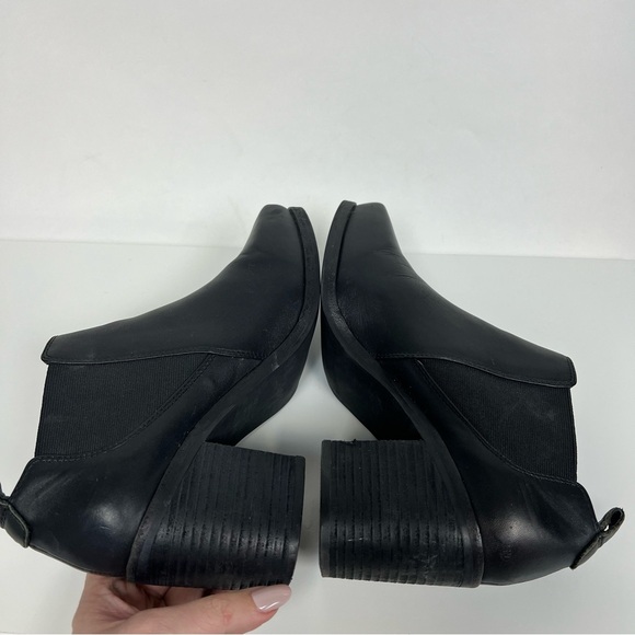 Intentionally Blank Black Leather Ankle Boots Heeled Bootie Square Toe 39 US 9 - Picture 8 of 10